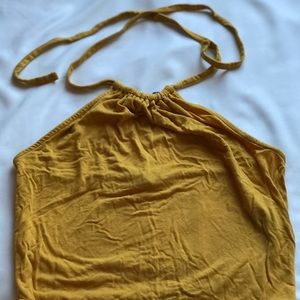 Mustard Yellow Crop Halter Top.